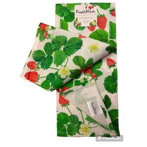 NWT Paint & Petals art by Bridget Thornton bundle of 5 strawberries tea towels